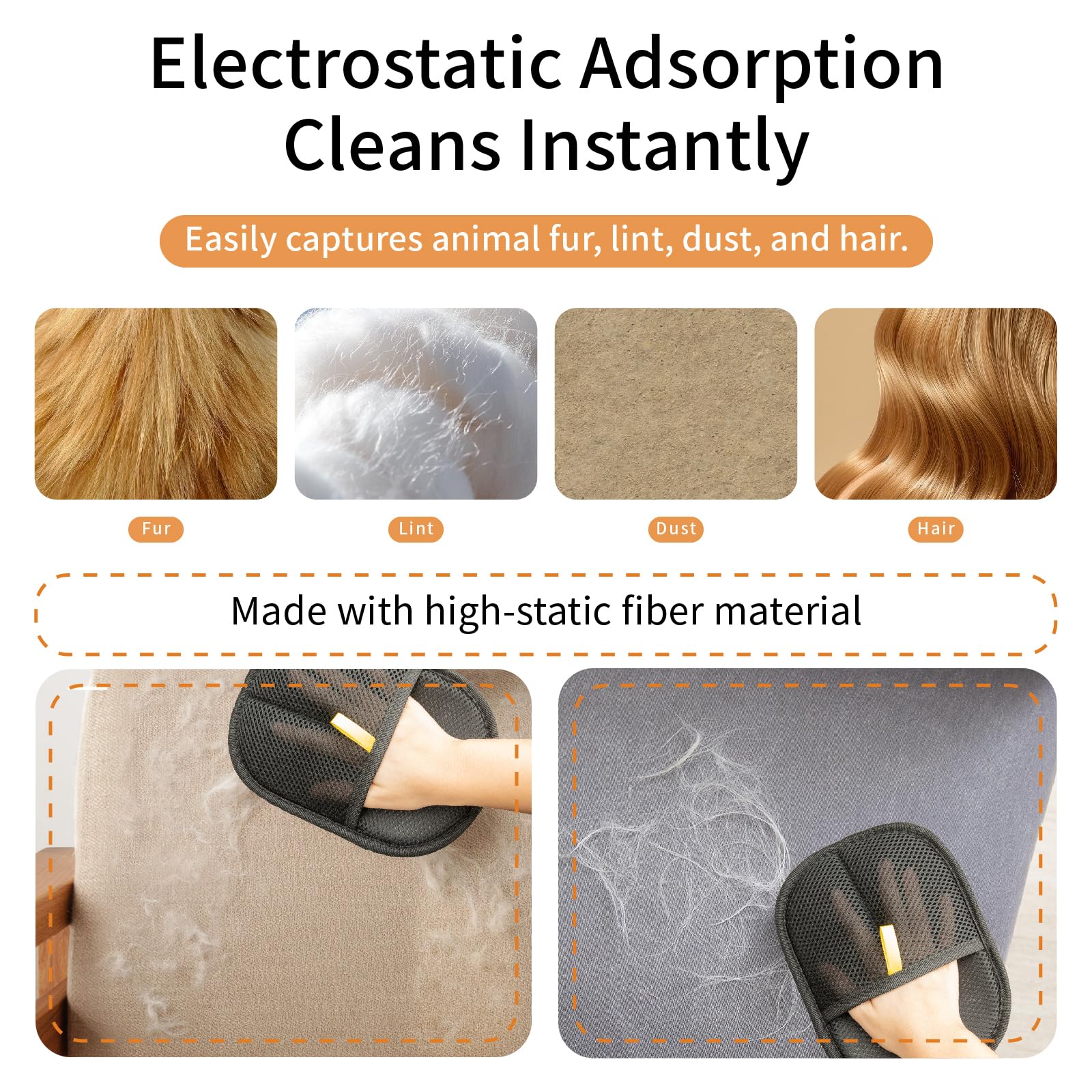 Whaislex pet hair remover glove ergonomic handle enables easy cleaning