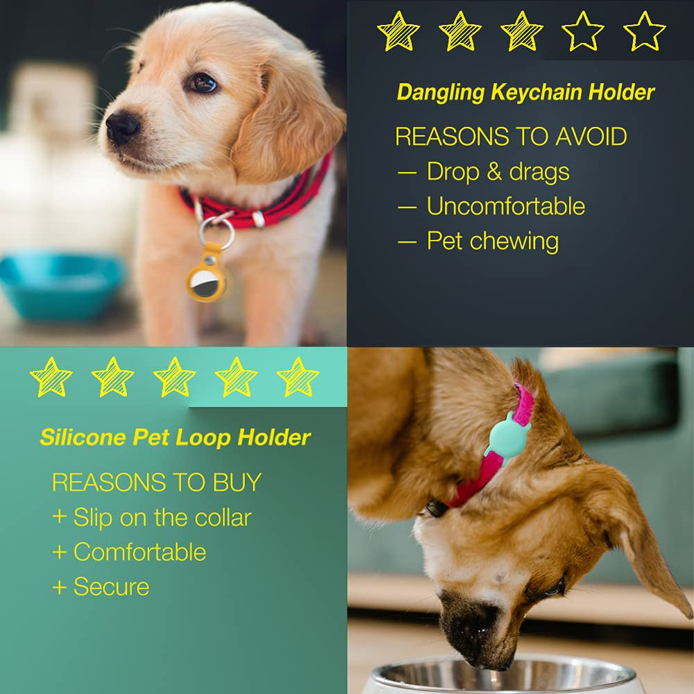 WHALEZON soft silicone protective case highlights washable, pet-friendly AirTag protection.
