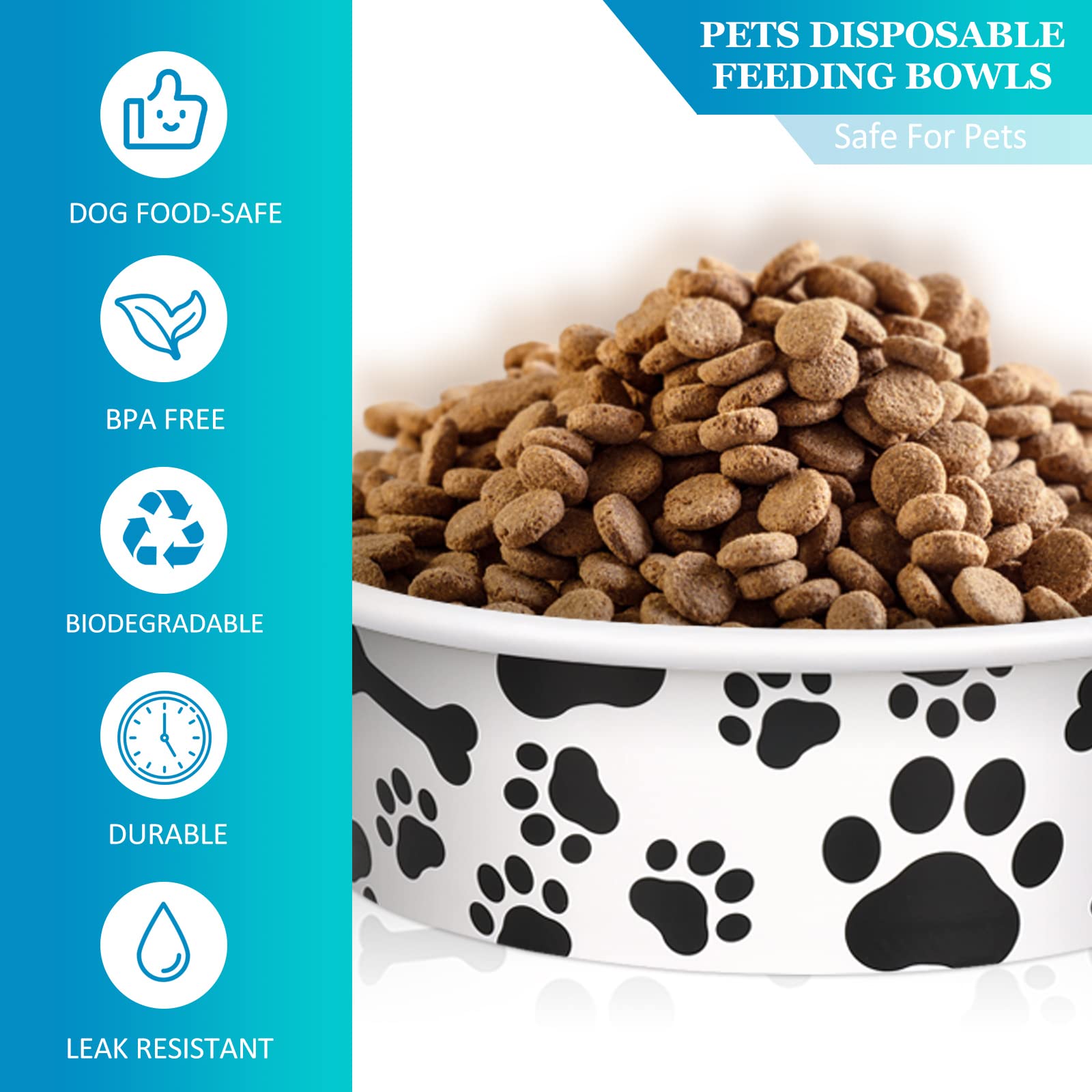 Whaline bone-paw disposable bowls highlight leak-resistant paper material for clean meal sessions.
