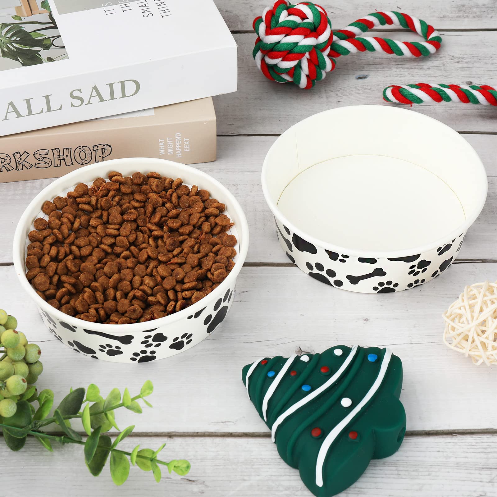 Whaline 16oz pet bowls in white and black, easy to recycle after feeding.