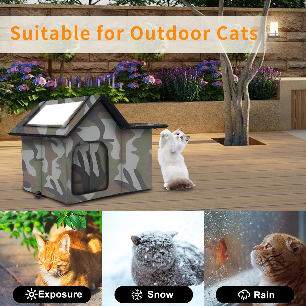 WHDPETS foldable cat house for compact storage and transport