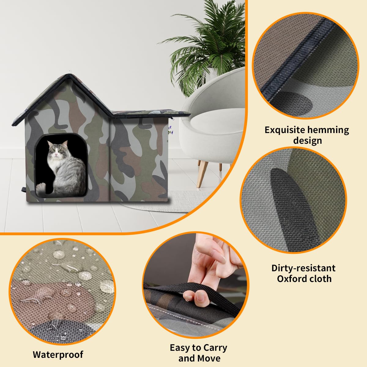 WHDPETS weatherproof materials highlight durable oxford fabric and EVA