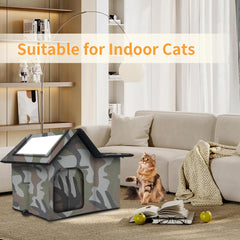 WHDPETS outdoor cat house side door open for easy access and shelter