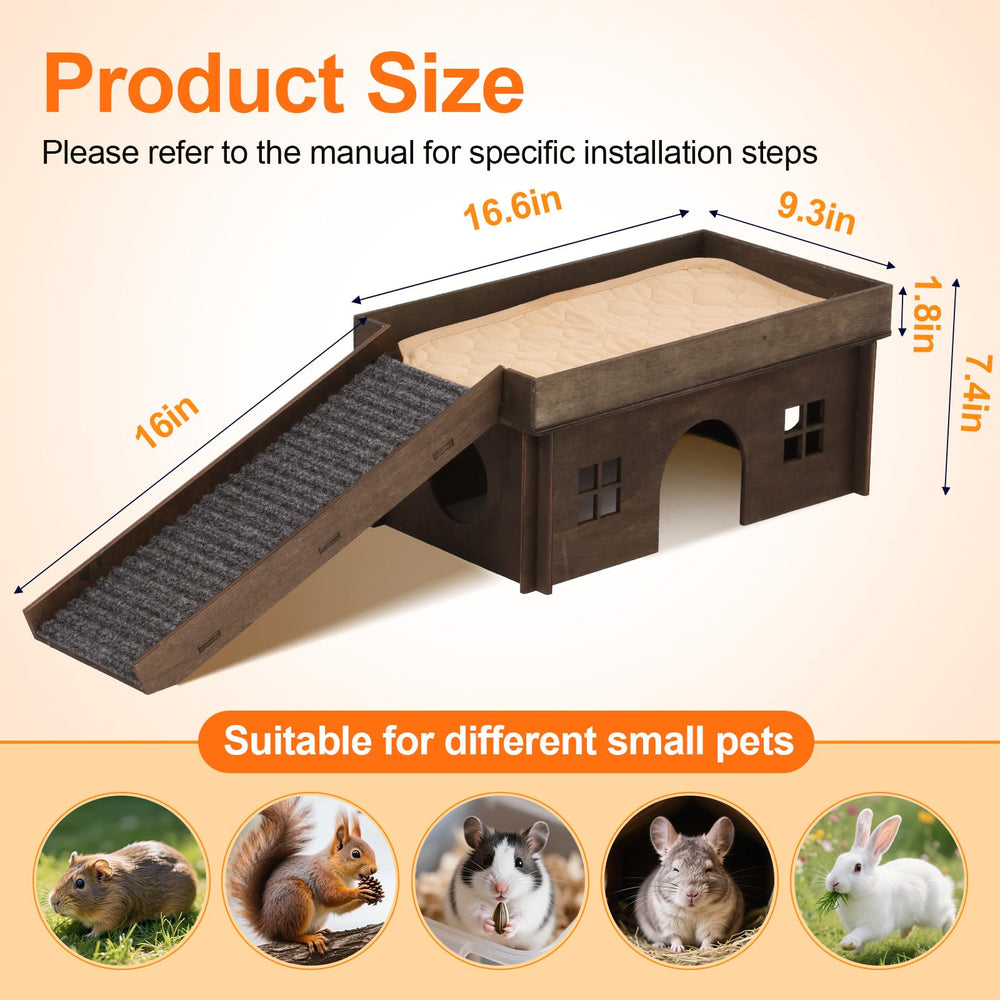 WHEARTED bunny house peepholes windows keeps guinea pigs curious with peek-through surfaces
