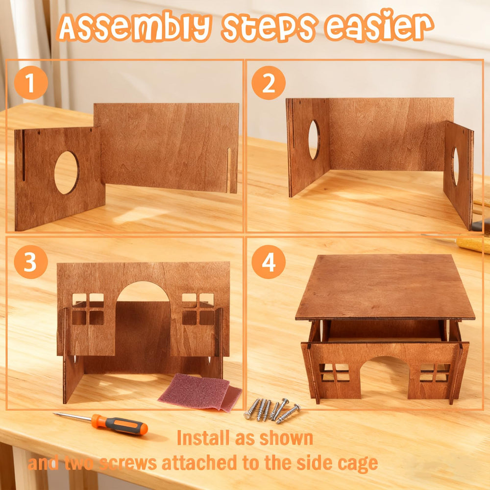 WHEARTED wooden small animal house with windows promotes airflow and curiosity.