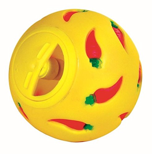 Wheeky Treat Ball Toy yellow 7cm rolling action promotes mental stimulation for small pets