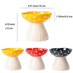 Whimsicalfox elevated ceramic feeder helps reduce whisker fatigue during meals.