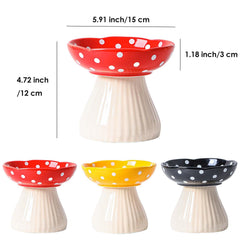 Whimsicalfox raised cat bowl red front view shows elevated design for comfortable meals.