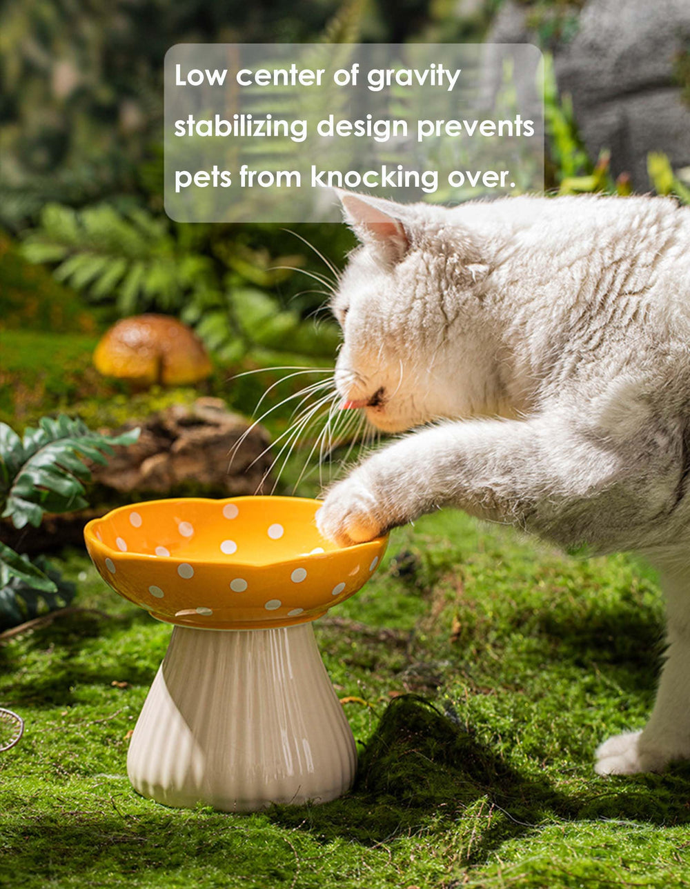 Whimsicalfox raised-cat-bowl-red kitchen-use scene demonstrates everyday practicality.