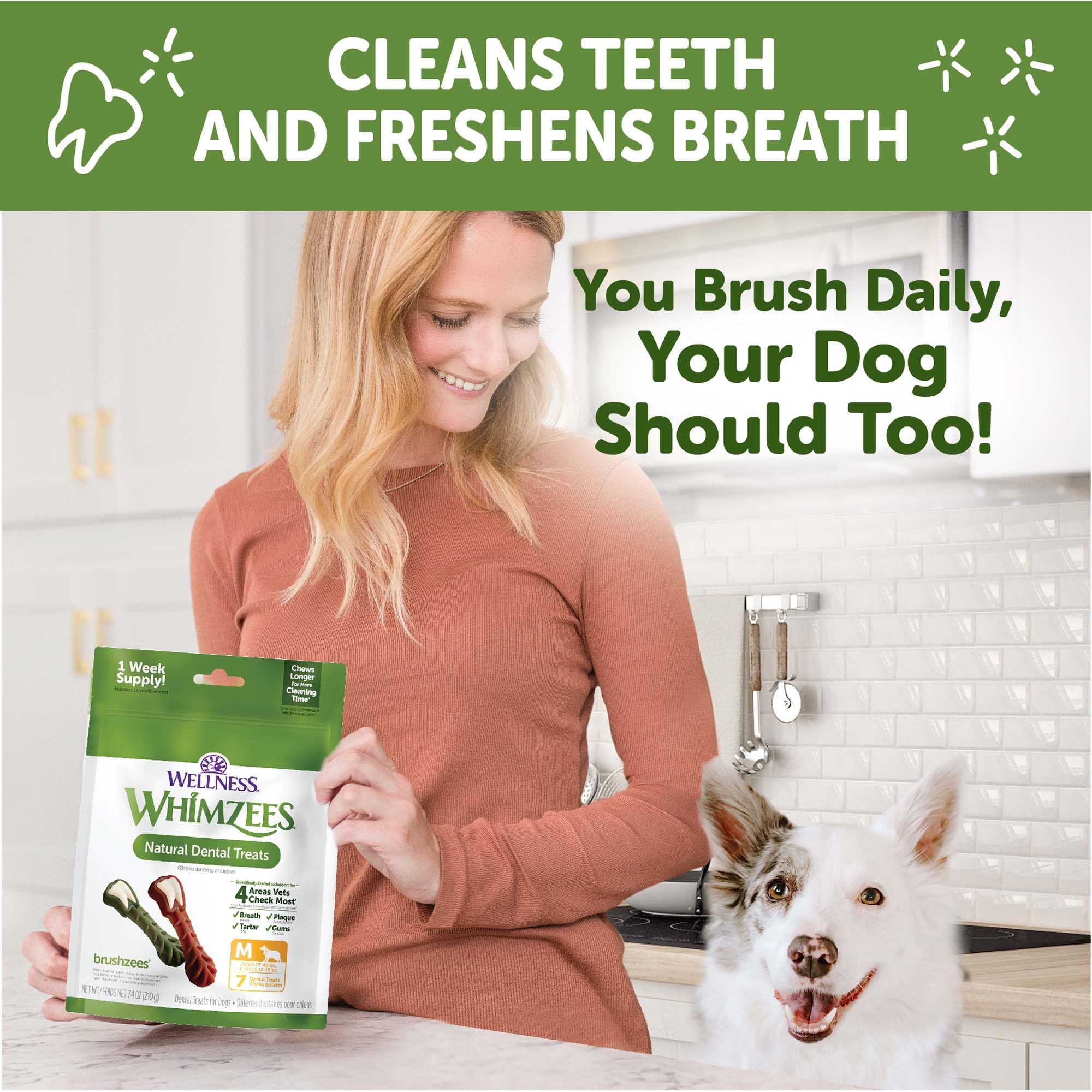 Whimzees breath-freshening effect after meals with a chewy habit.