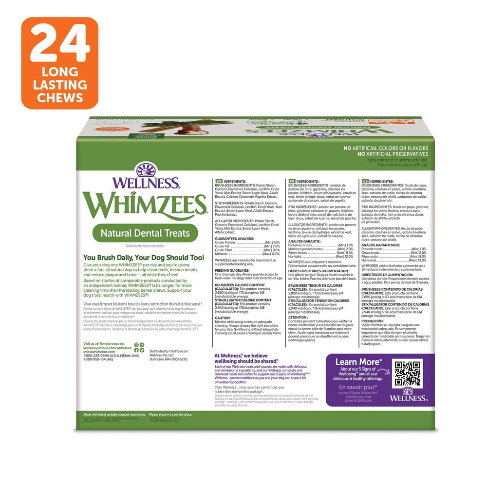 Whimzees large dental chews pack for dogs 40-60 pounds.