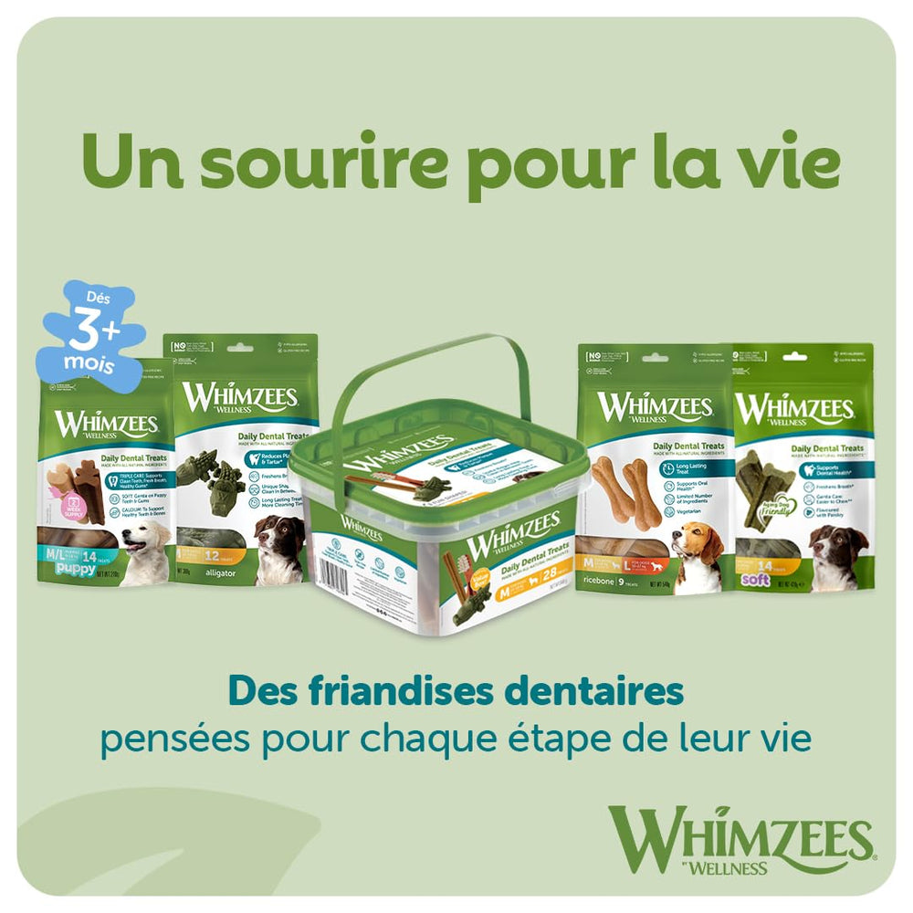 Whimzees plaque-fighting design supports a fresher breath.
