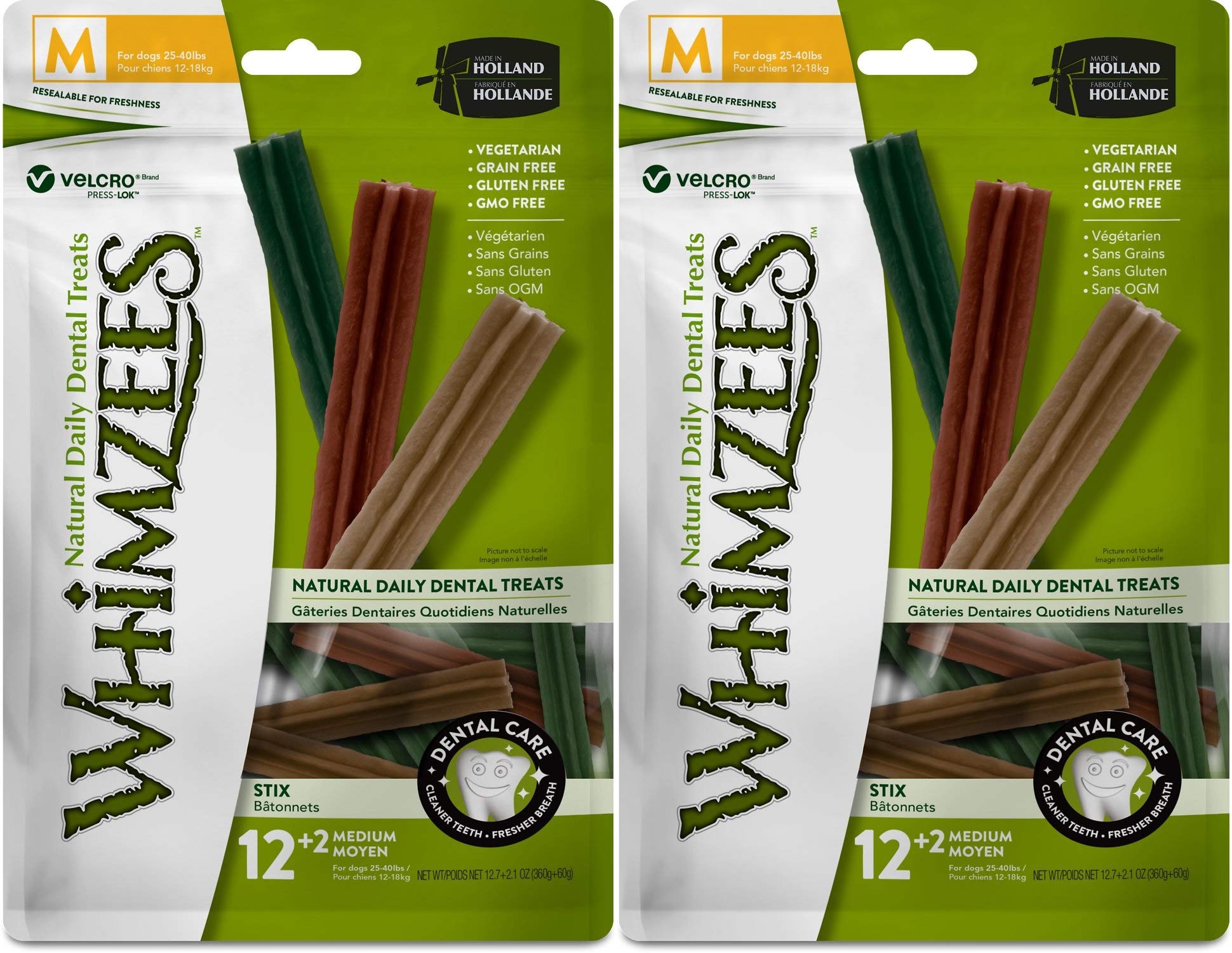Whimzees Stix medium dog dental treat 2-pack for 25-40 lb dogs