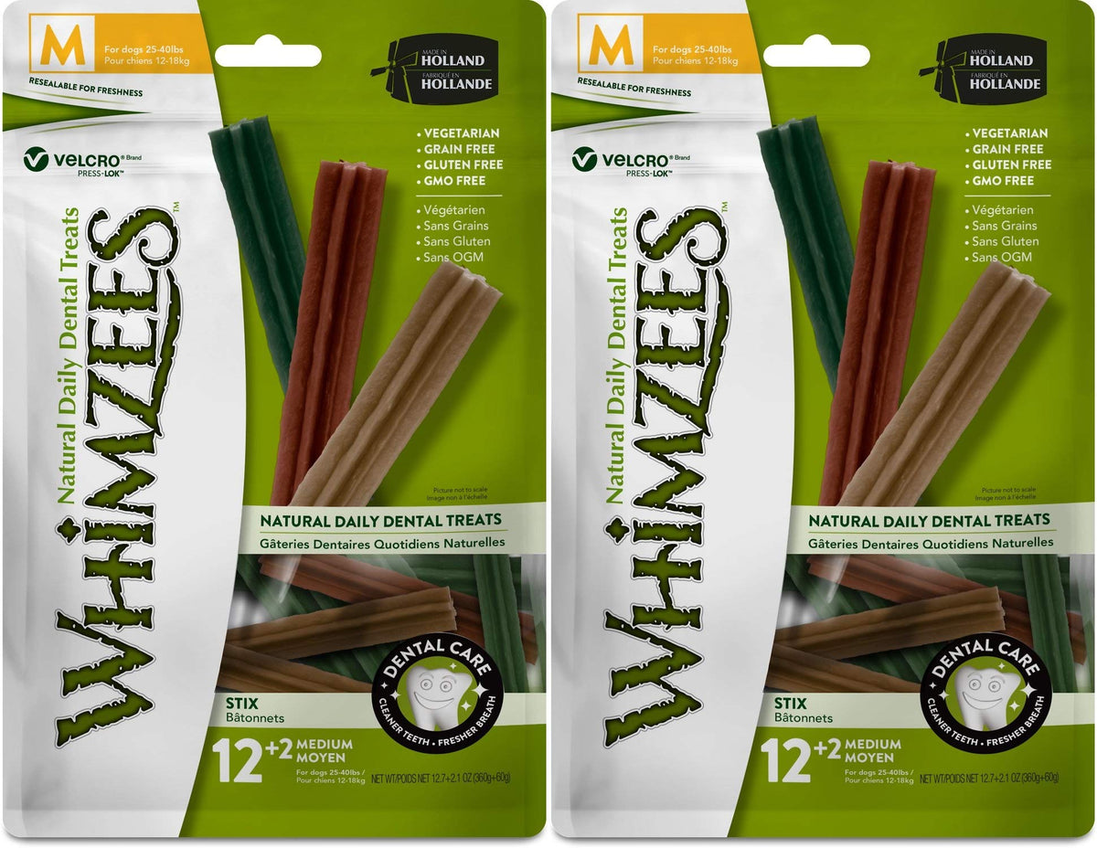 Whimzees Stix medium dog dental treat 2-pack for 25-40 lb dogs