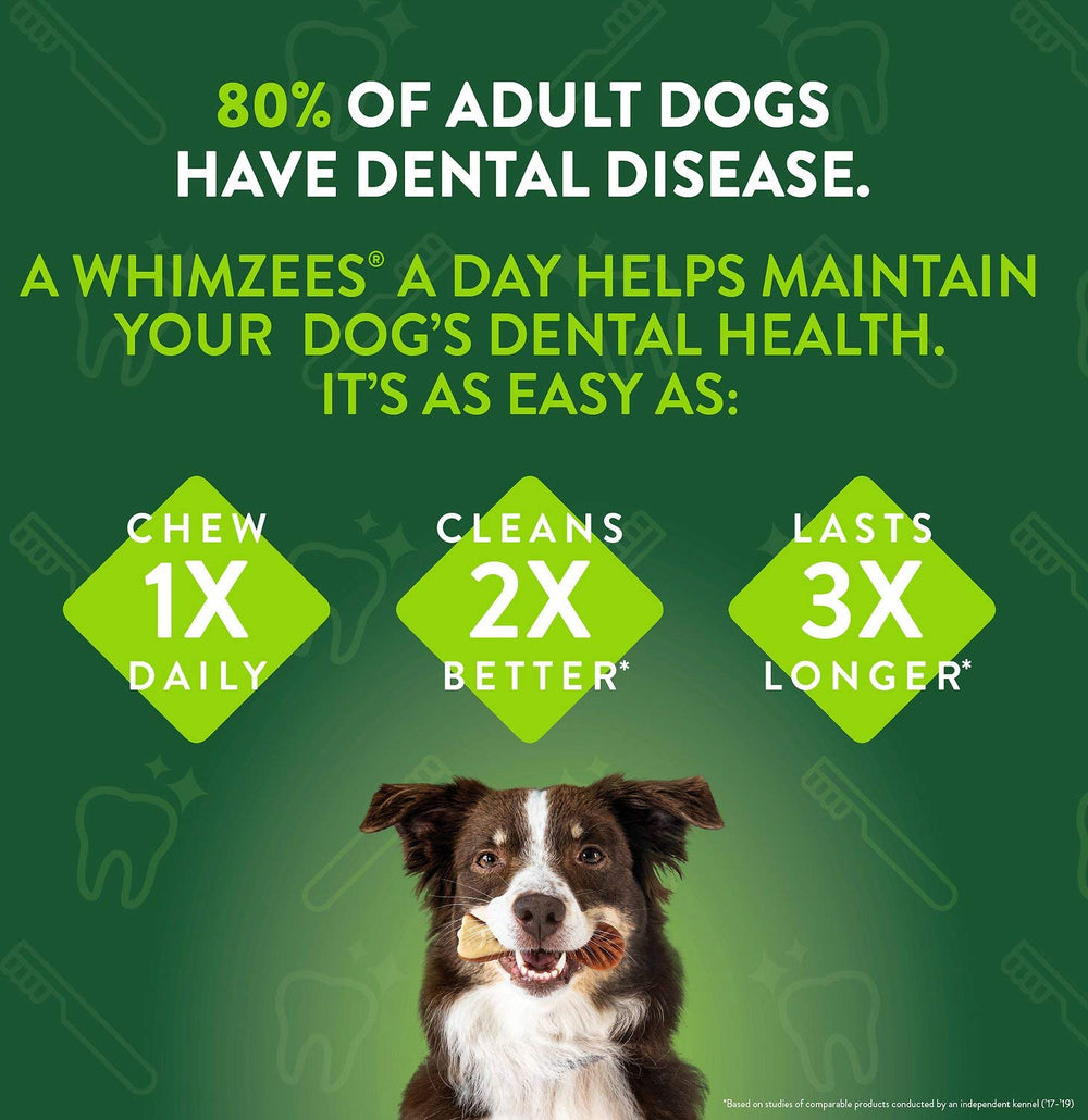 Whimzees Veggie Sausage Sticks Large all-natural ingredients for dog-friendly chewing.