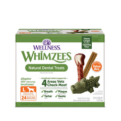 Whimzees Wellness Box dog dental treats for daily oral care and fresher breath.