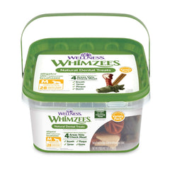 Whimzees Wellness Variety Pack open box demonstrates easy daily dental routine for dogs.