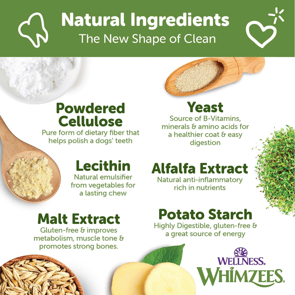 Whimzees Wellness Variety Pack bag-detail with resealable packaging for fresh chews.