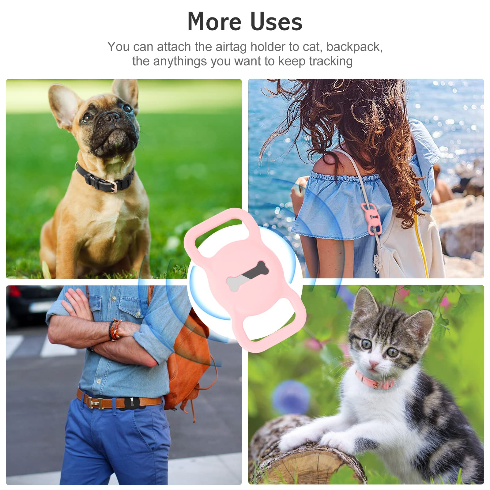 WHIPPY Airtag leather collar pink XS packaging and care-ready presentation