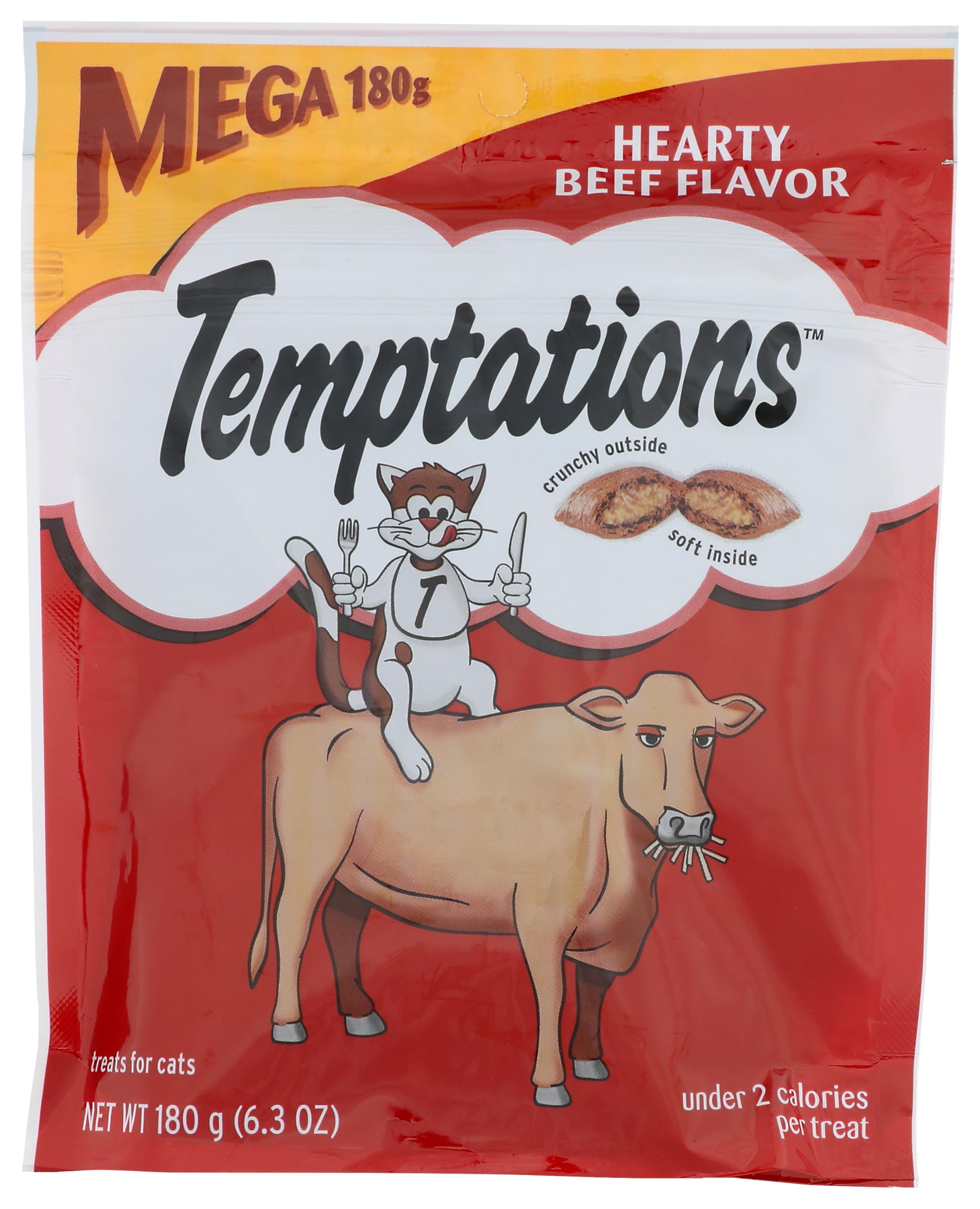 Whiskas Temptations Indoor Beef with crunchy exterior appeals to indoor cats seeking texture