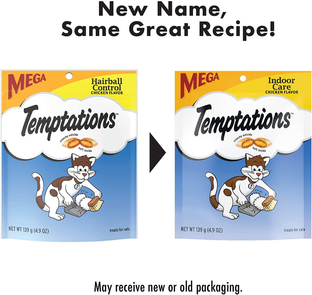 Whiskas Temptations Indoor Care with real chicken flavor for cats.