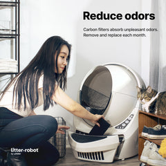 Whisker Litter-Robot 3 carbon filter in drawer absorbs odors for a fresher home