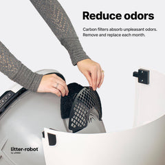 Whisker Litter-Robot 4 carbon filter in drawer demonstrates odor absorption