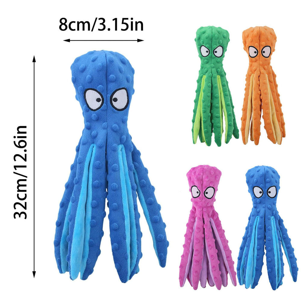 Whiskerspot Octopus Toy in orange delivers durable chew and squeak fun