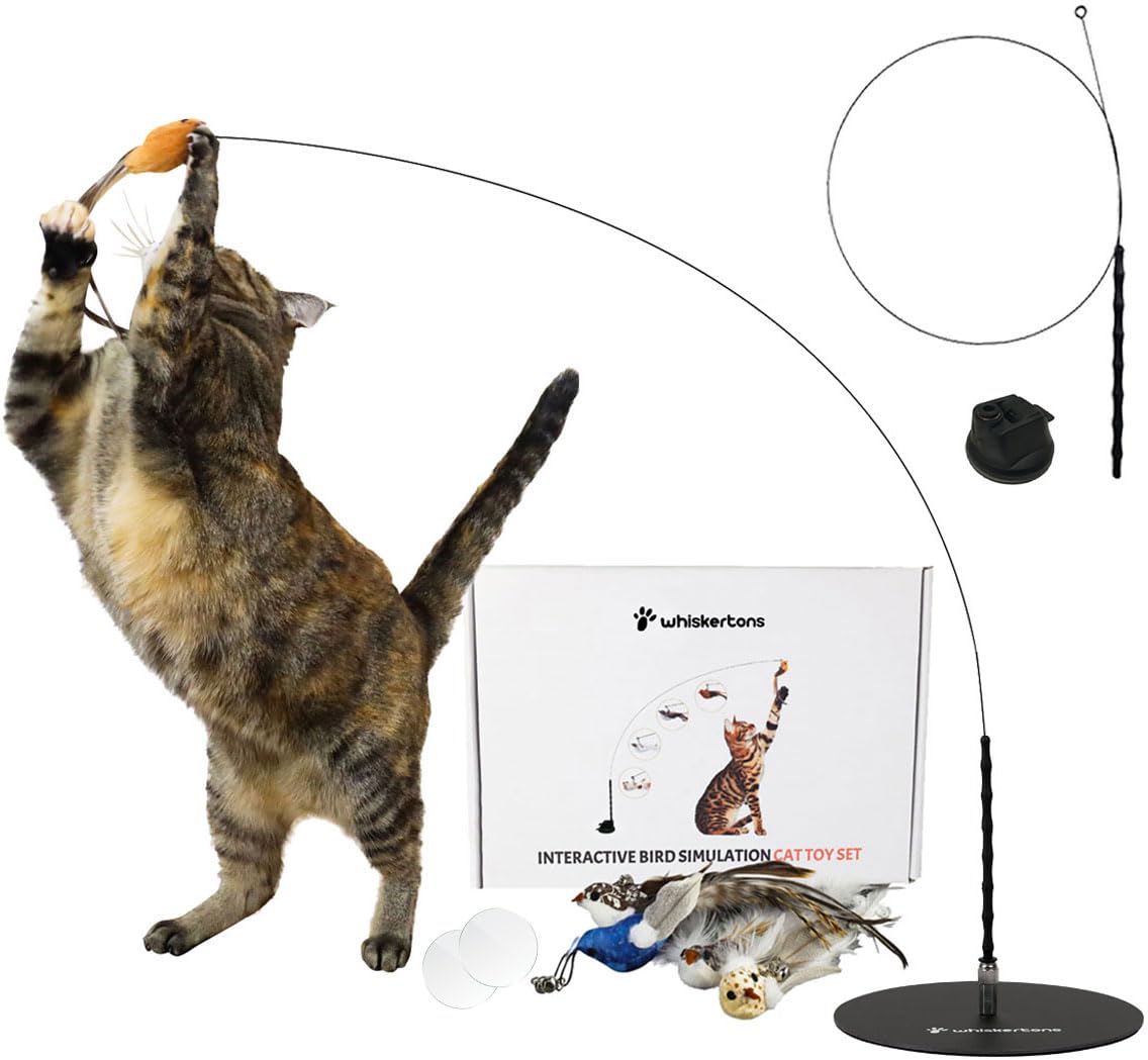 Whiskertons interactive bird simulation base enables secure surface mounting for indoor play