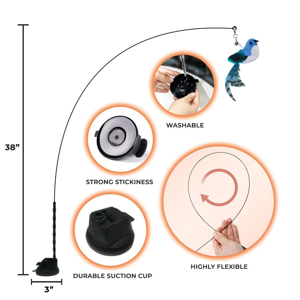 Whiskertons Interactive Bird Toy Set—easy-attach surface mount for mess-free setup