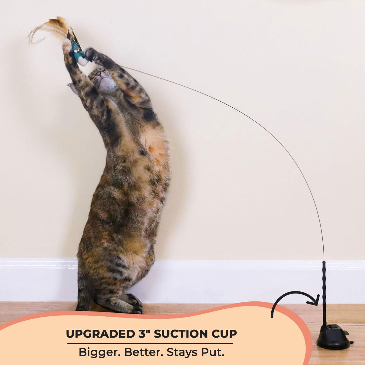 Whiskertons Interactive Bird Toy Set—suction cup mount enables hands-free play