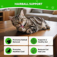 Whiskopia hairball relief powder dusting over food for seamless mixing