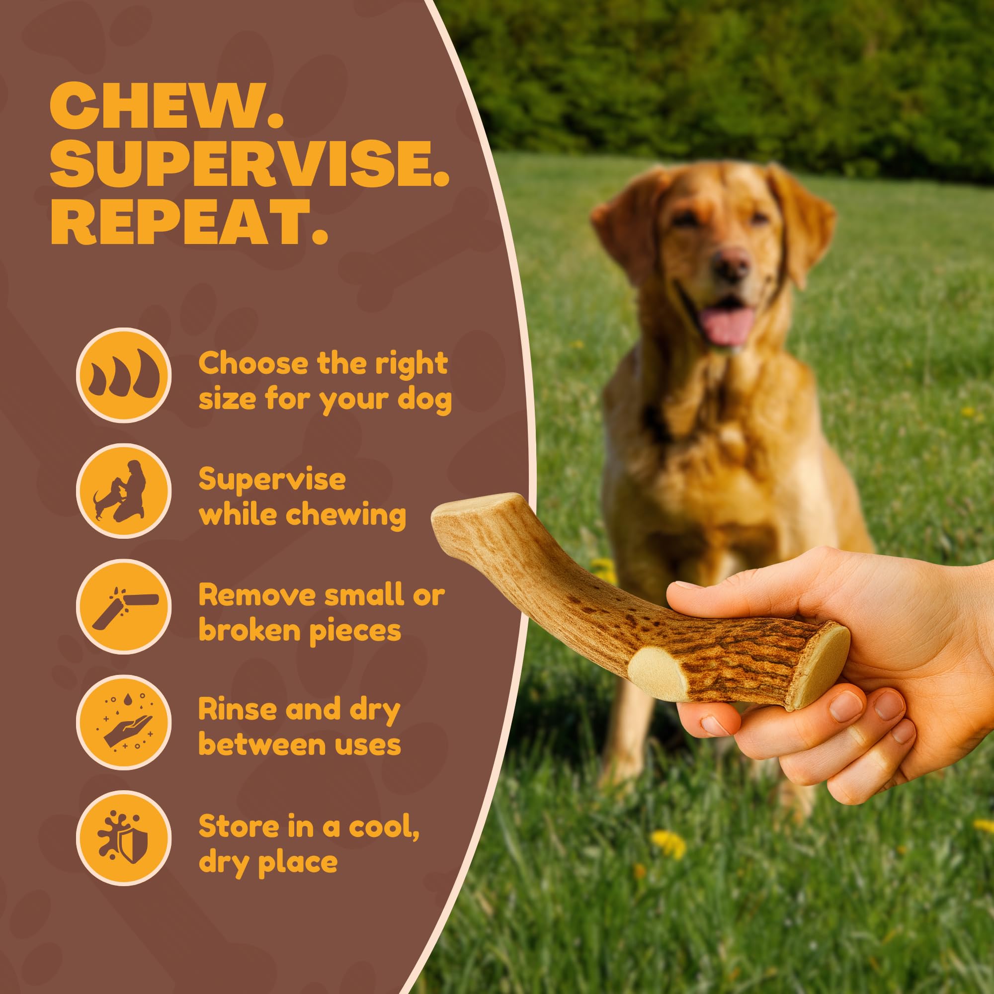 WhiteTail Naturals odorless antler chew minimizes indoor mess