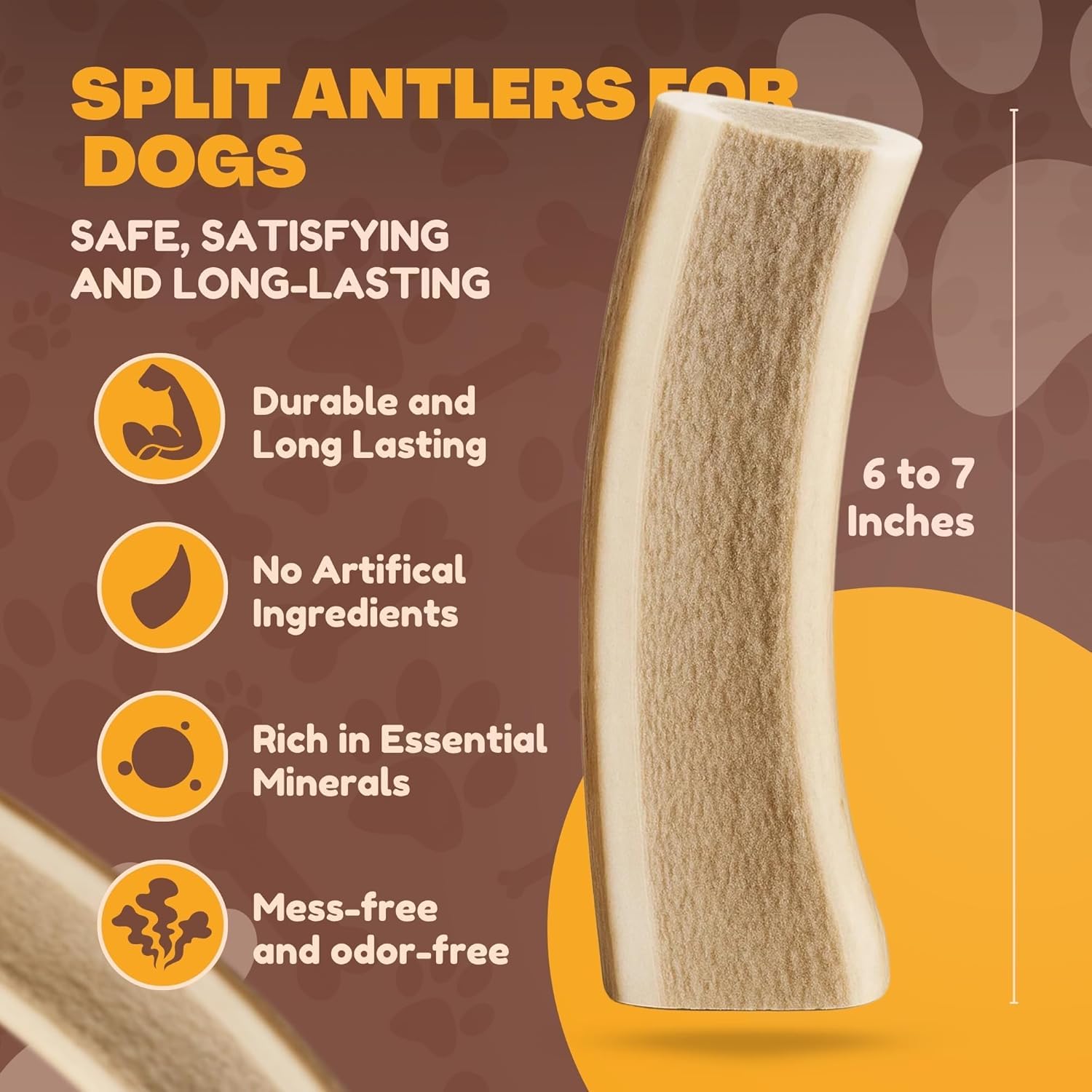 WhiteTail Naturals elk antler slices for medium and large dogs, clean indoor, mess-free chew