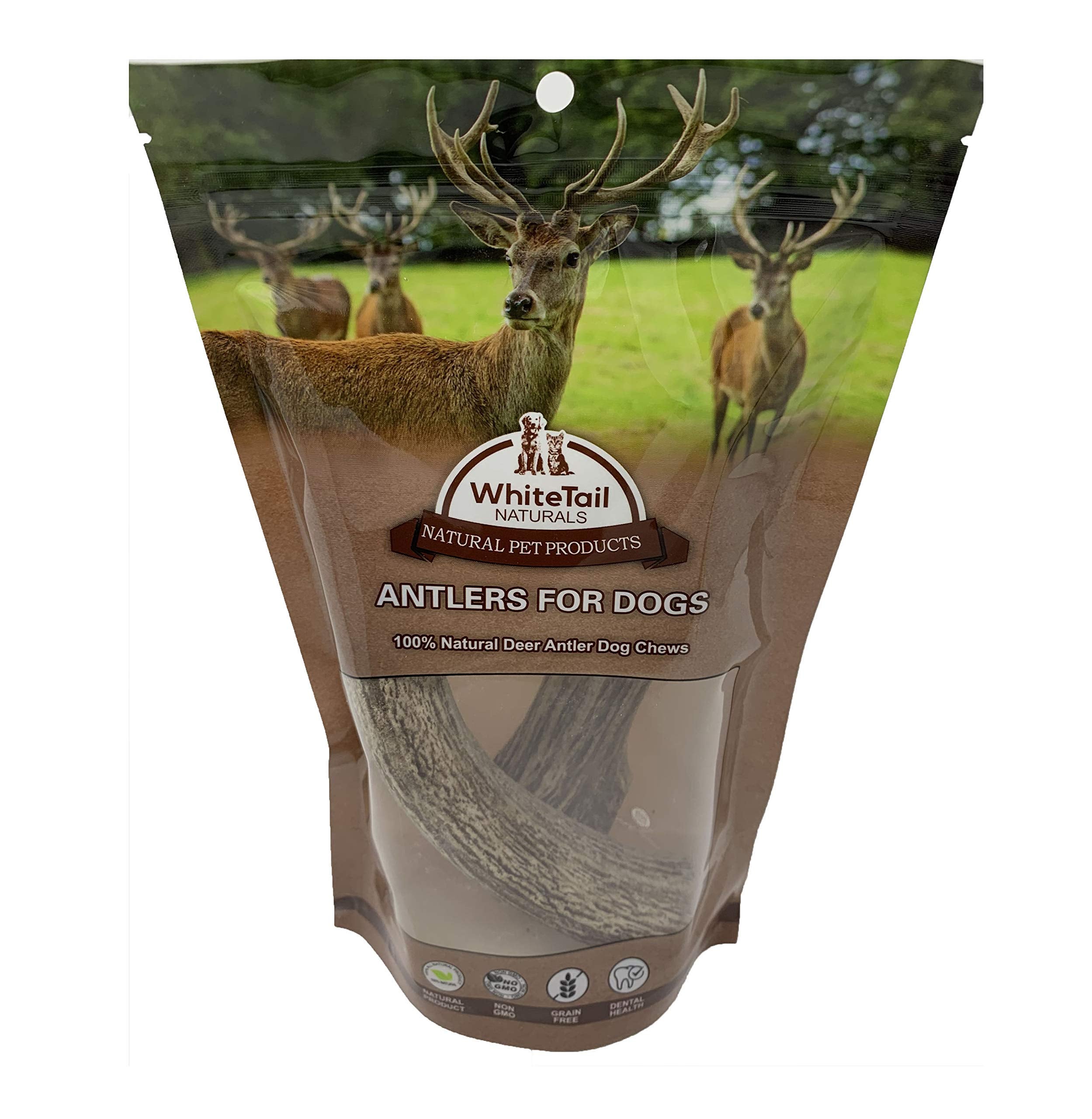 WhiteTail Naturals safe-edge-trimmed shows edge-sanded deer antler for safer chewing.