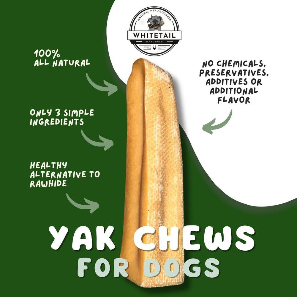 WhiteTail Naturals Yak Cheese Dog Chews close-up; durable texture supports long-lasting chewing.