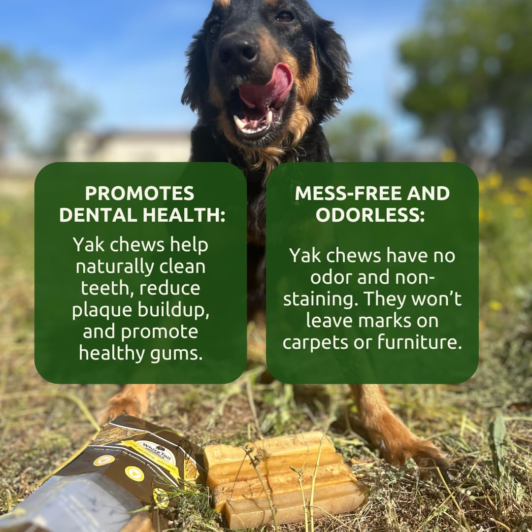 WhiteTail Naturals Yak Cheese Dog Chews; store in a cool, dry place to maintain freshness.
