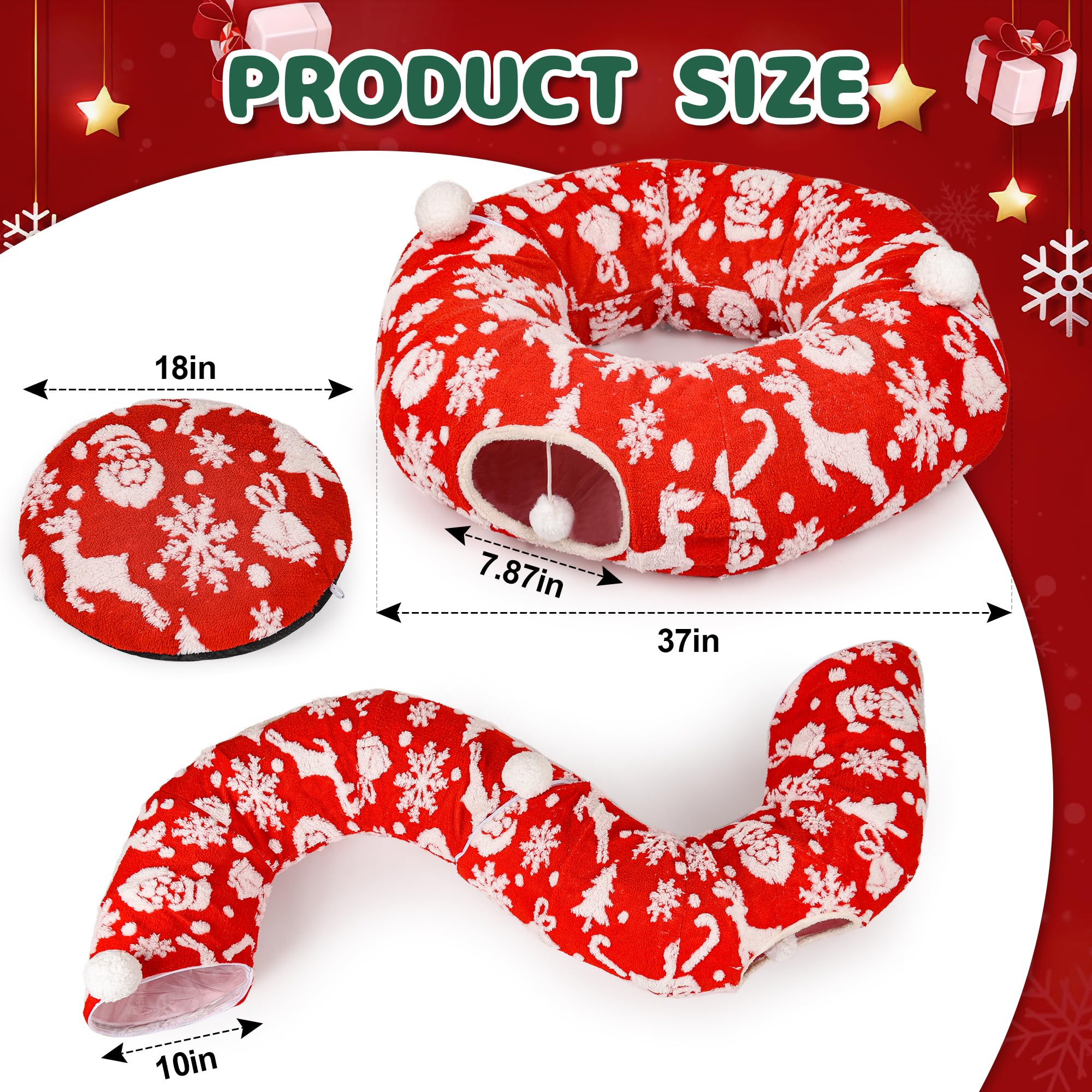 Whmayai cat tunnel red festive design enhances holiday décor while deterring climbers.