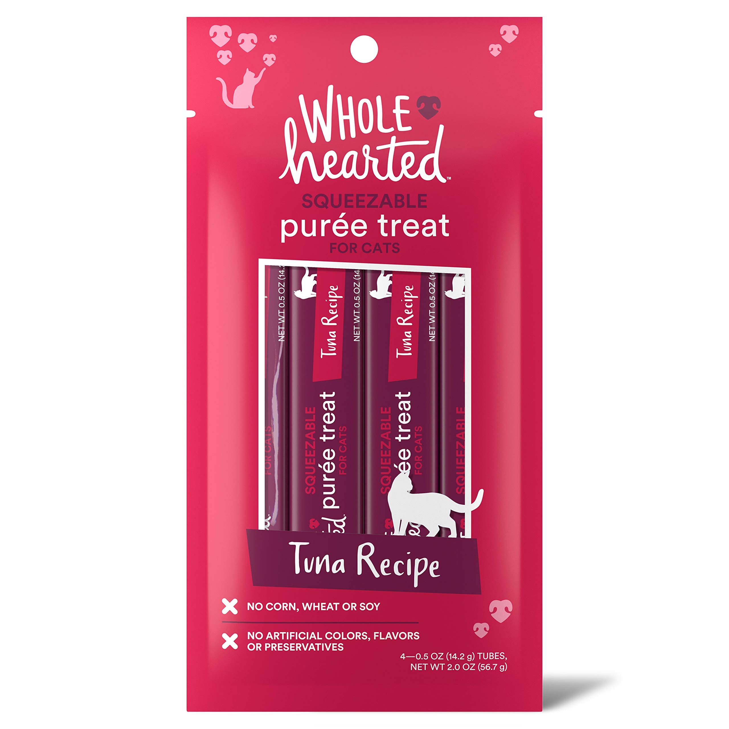 WholeHearted Tuna Purée Tubes Pack for Cats, convenient portion control on the go.
