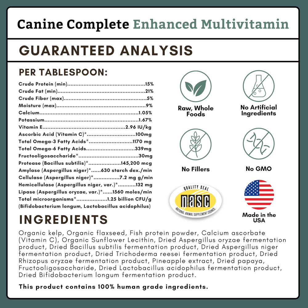 Wholistic Pet Organics Canine Complete daily-dose-scoop enables convenient, consistent dosing