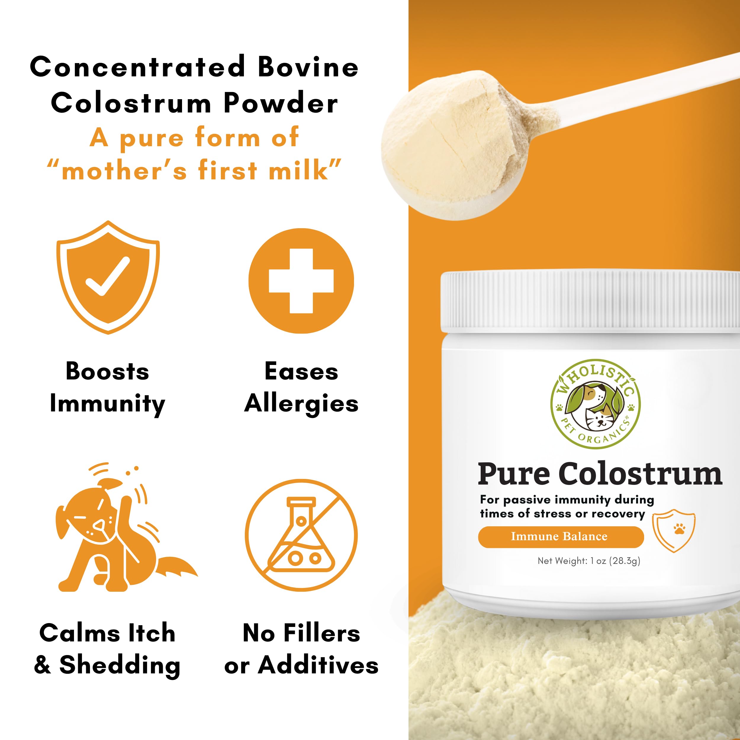 Wholistic Pet Organics coat and joint nourishment promotes a shiny coat and flexible joints.