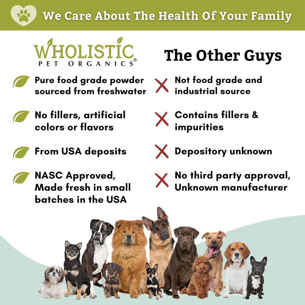 Wholistic Pet Organics DE powder ready for pet care routines at home.