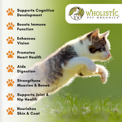 Wholistic Pet Organics Feline Complete Organic Pumpkin coat glow and skin nourishment for cats.