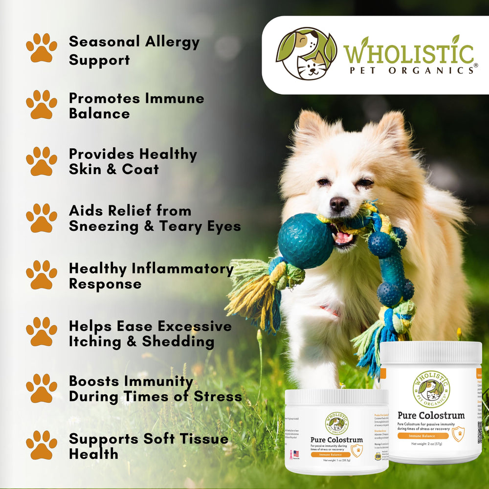 Wholistic Pet Organics itch relief dog paws highlights soothing relief from paw licking.