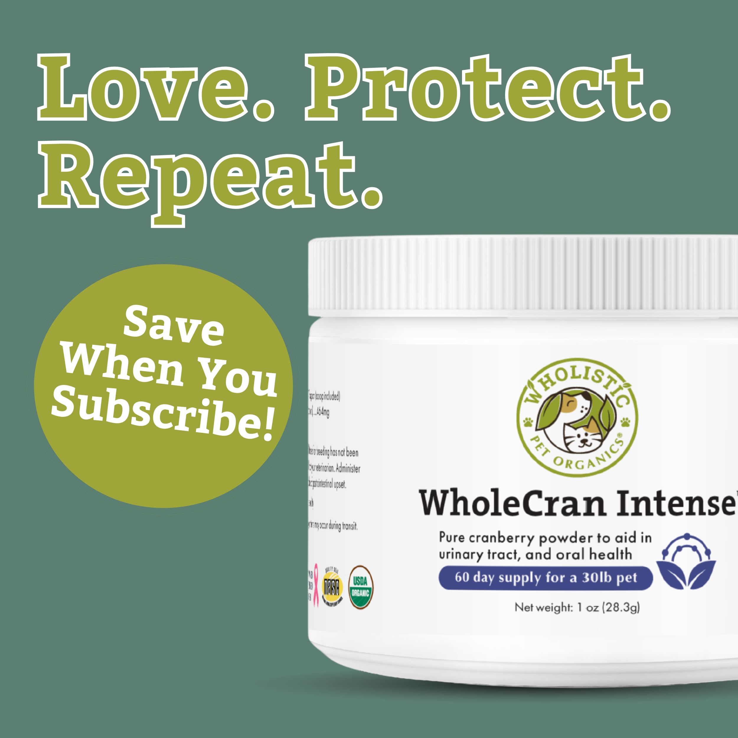 Wholistic Pet Organics WholeCran Intense dog meal topping adds cranberry nutrition