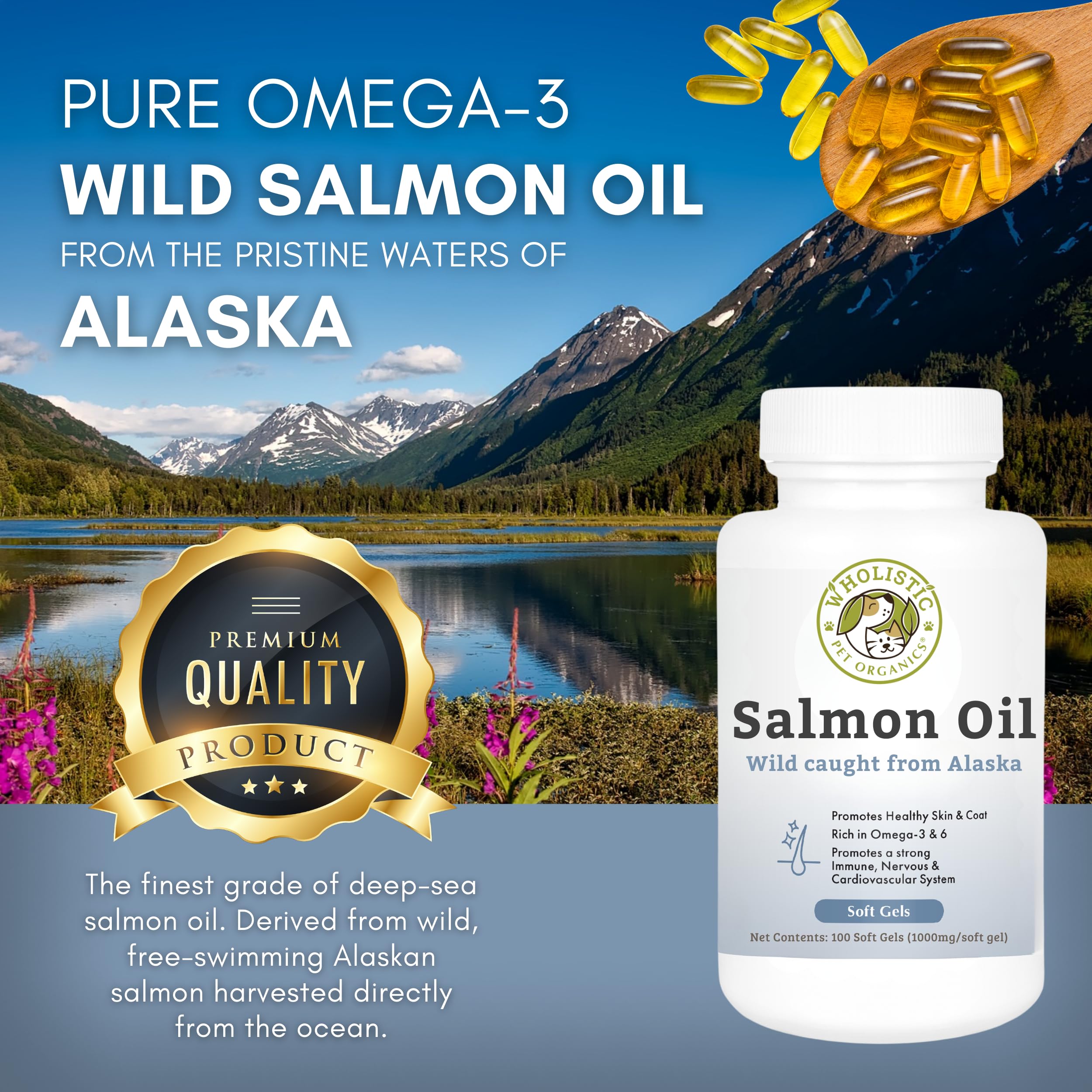 Wholistic Pet Organics Wild Alaskan Salmon Oil joint support benefit for mobility