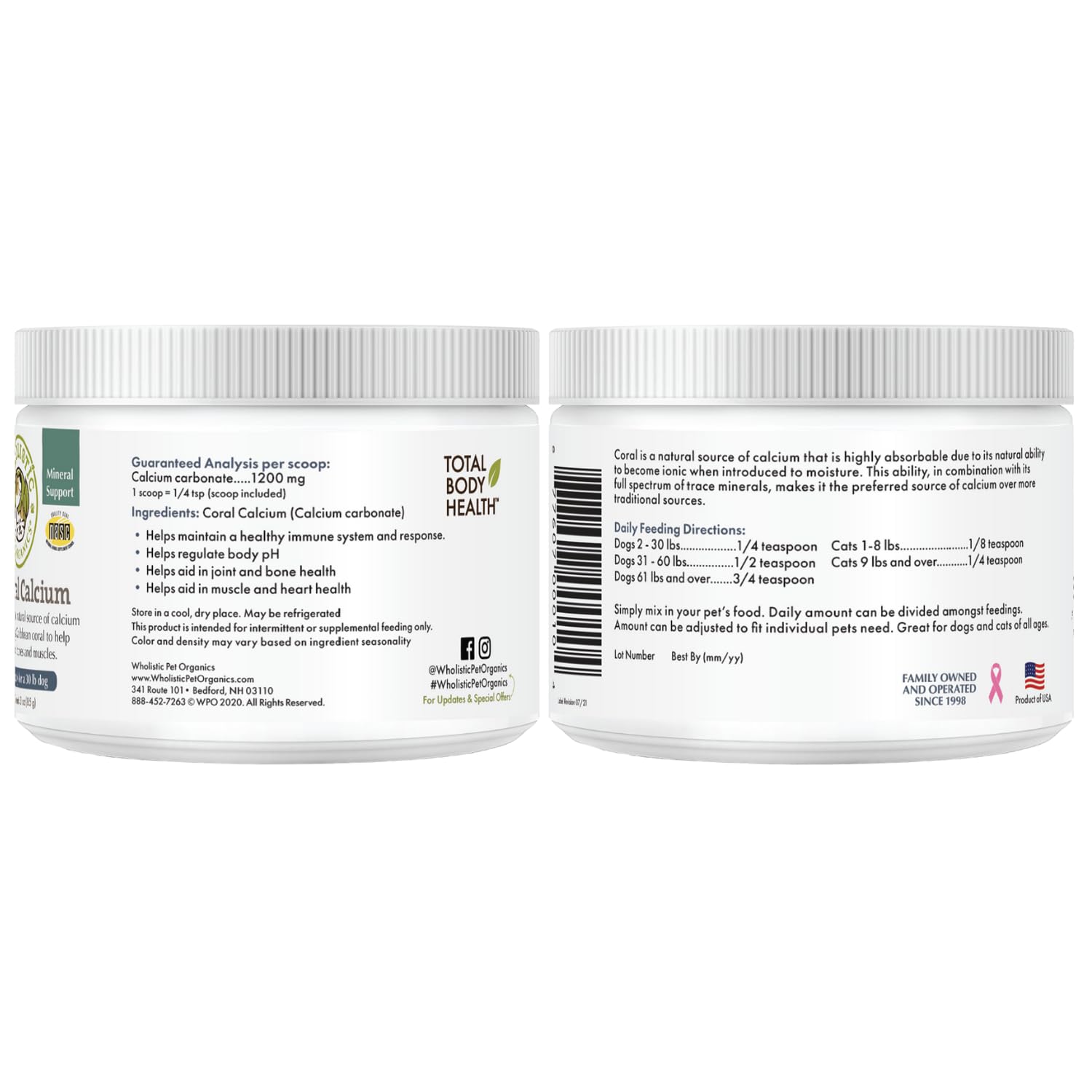Wholistic Sea Coral contains 72 trace minerals for comprehensive support.