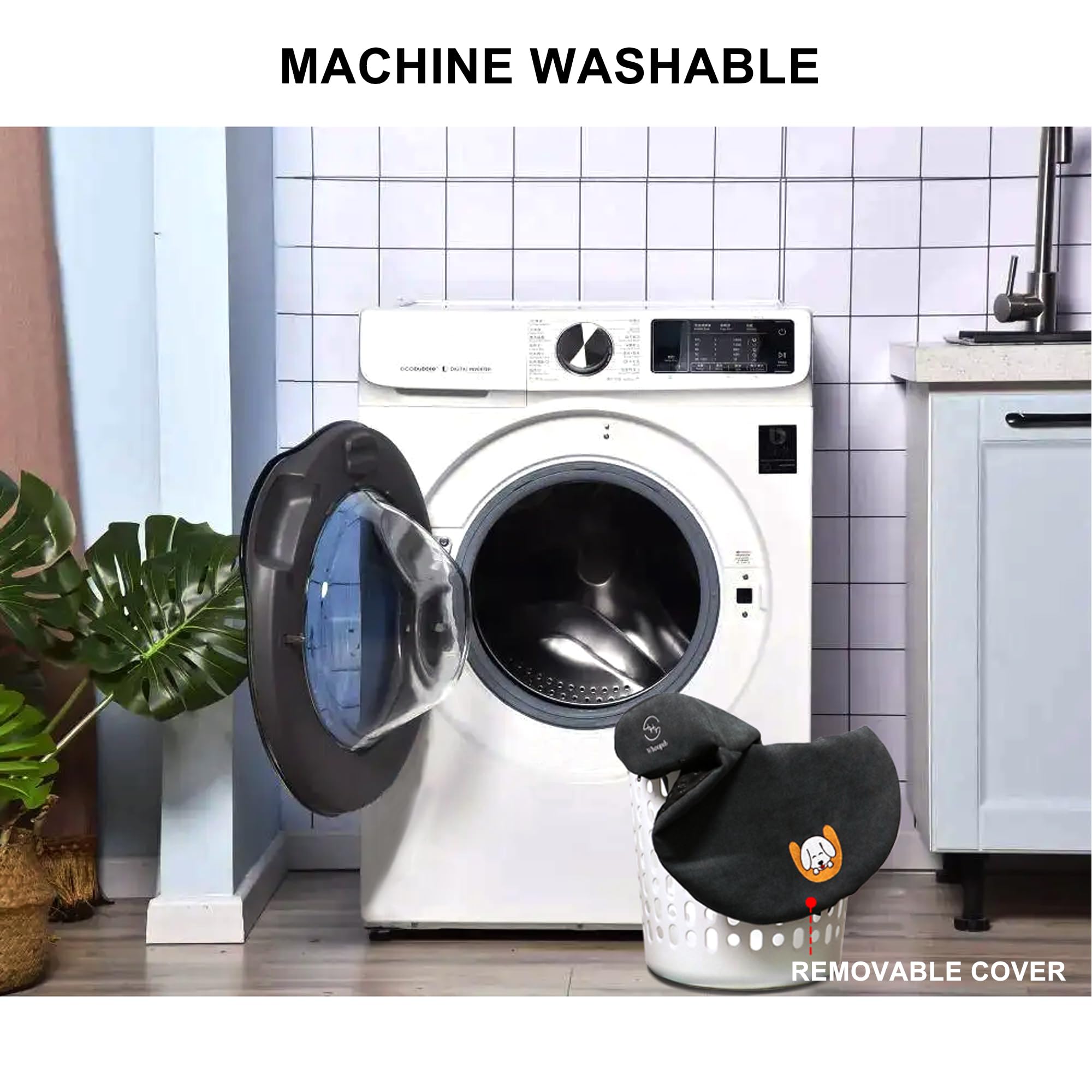 Whoopub dog bolster pillow dark gray color complements home decor.