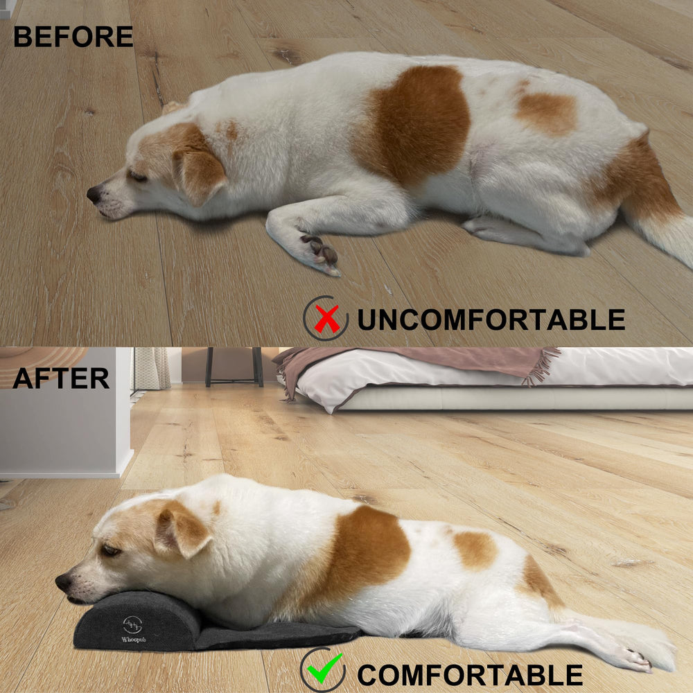 Whoopub dog bolster pillow in car showcases travel-friendly size for on-the-go rests.