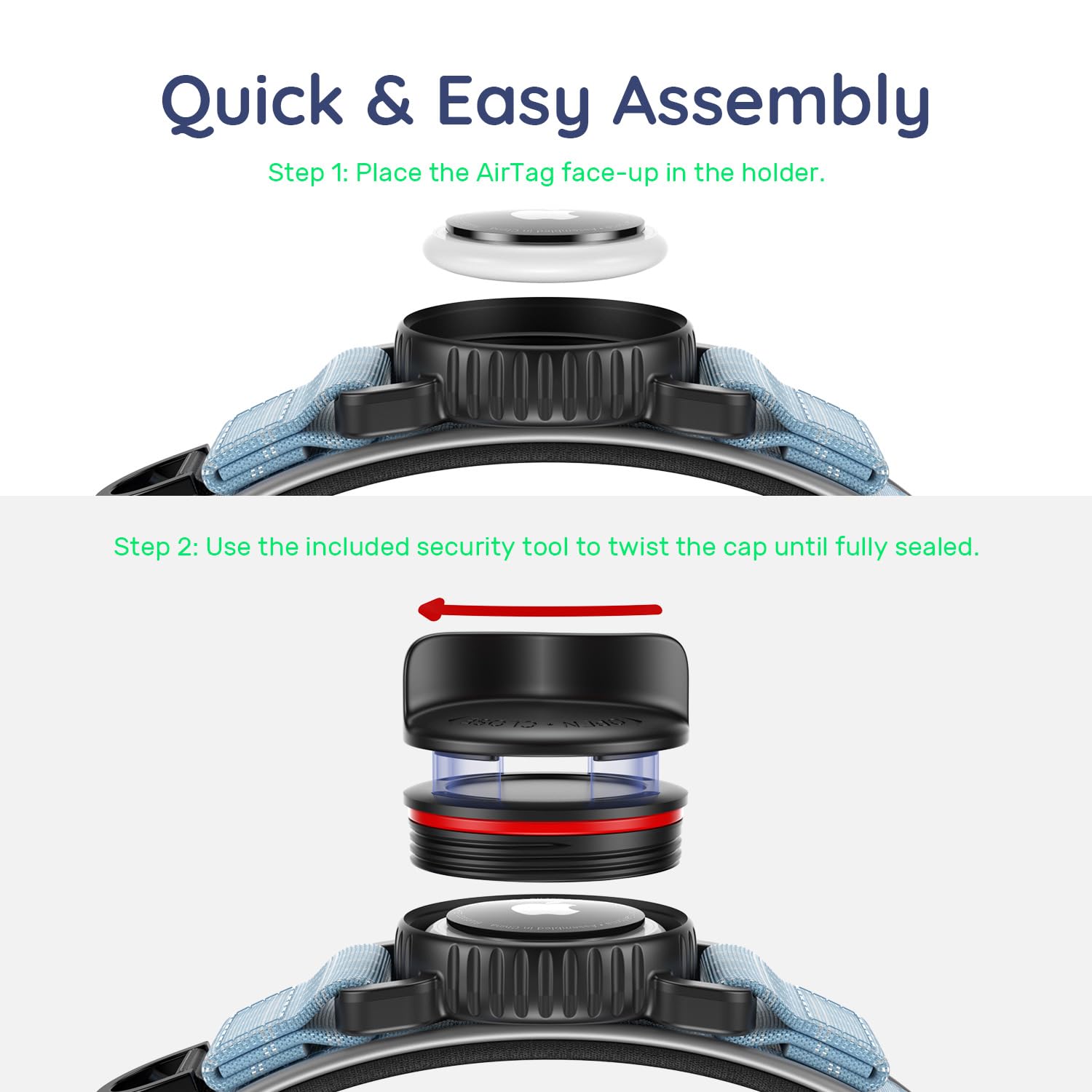 WhoseID Airtag dog collar adjustable sizes for a perfect fit.